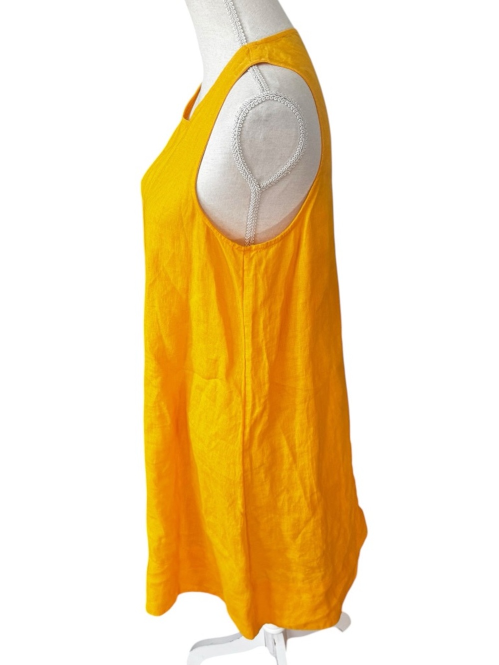 J.Crew Women Marigold Yellow 100% Linen Sleeveless Button Back Shift Dress M - Picture 3 of 7